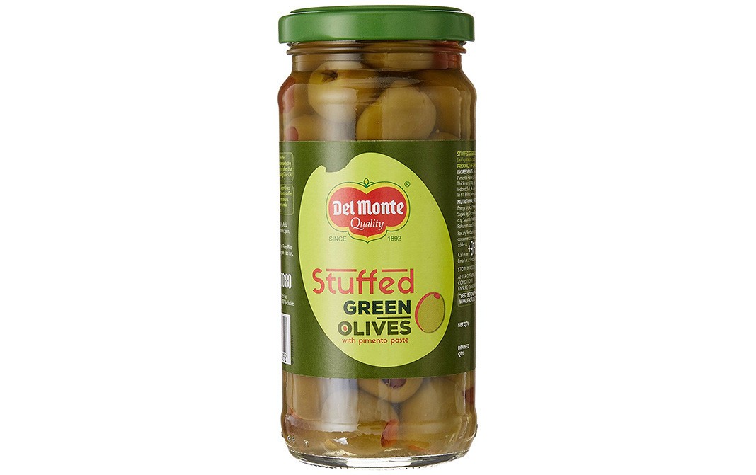 Del Monte Stuffed Green Olives with Pimento Paste   Glass Jar  235 grams